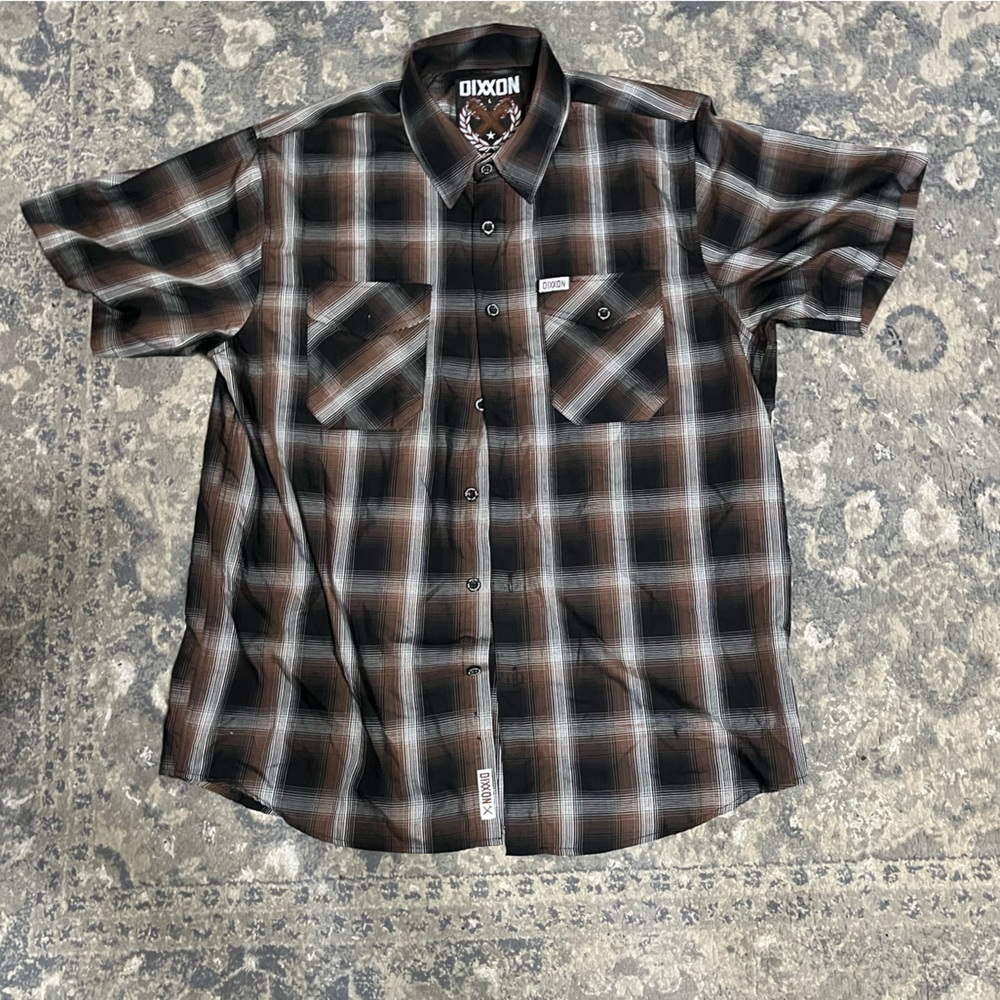 DIXXON Black and Brown Plaid Button Down Shirt